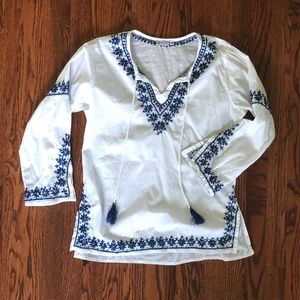 Hand-embroidered White Cotton Top